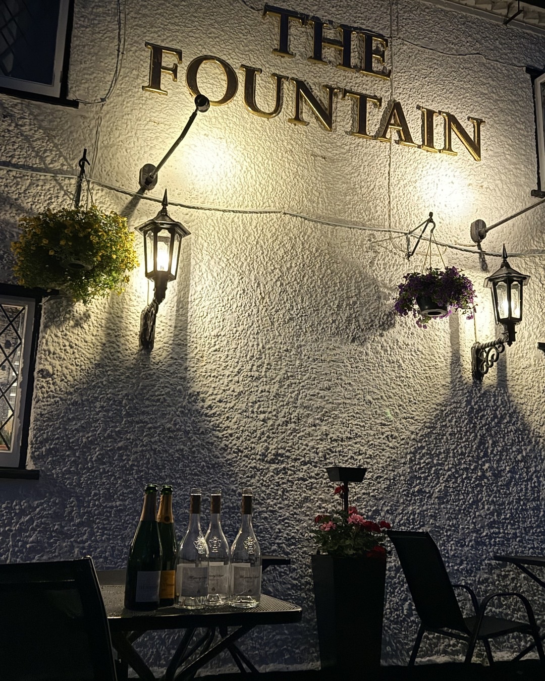 The Fountain lit up for the evening